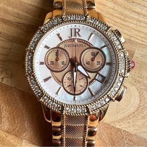 Judith ripka ladies rose gold tone Chronograph sporty dress watch NEW BATTERY
